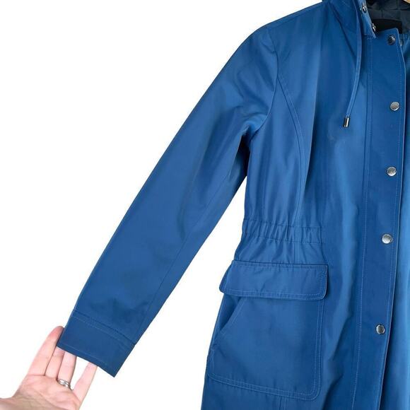 Talbots Insulated Hooded Full Zip Rain Coat Jacket Fitted Waist in Blue, Size SP - Picture 7 of 13